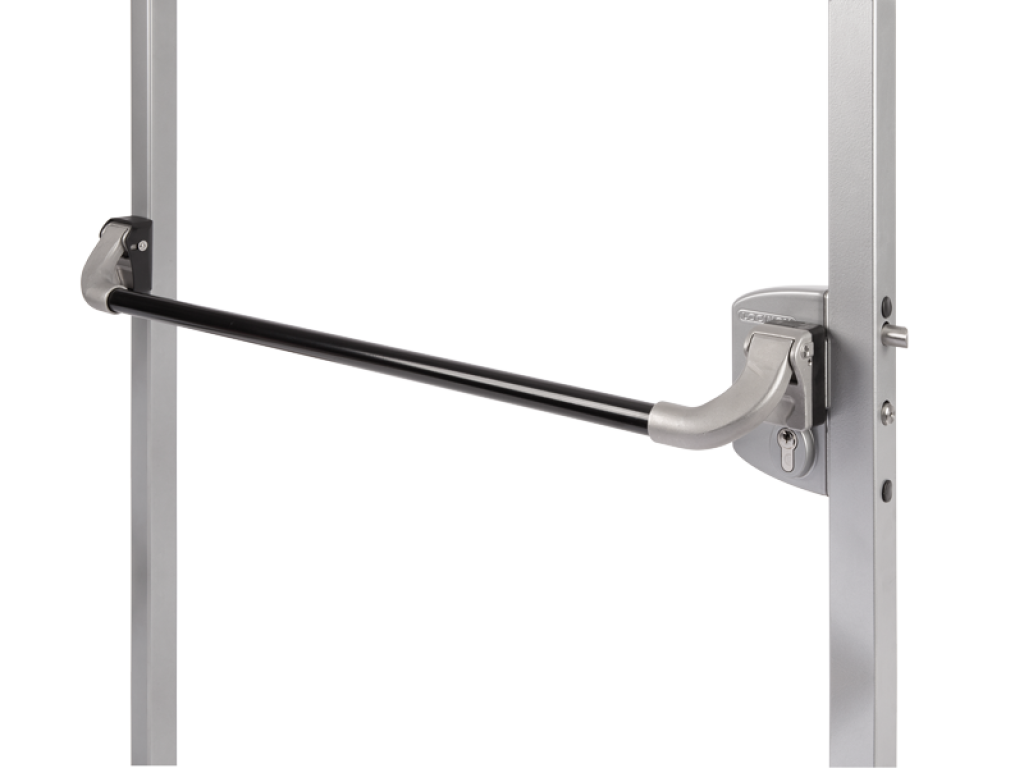 Push bar in aluminum for surface mounted gate locks
