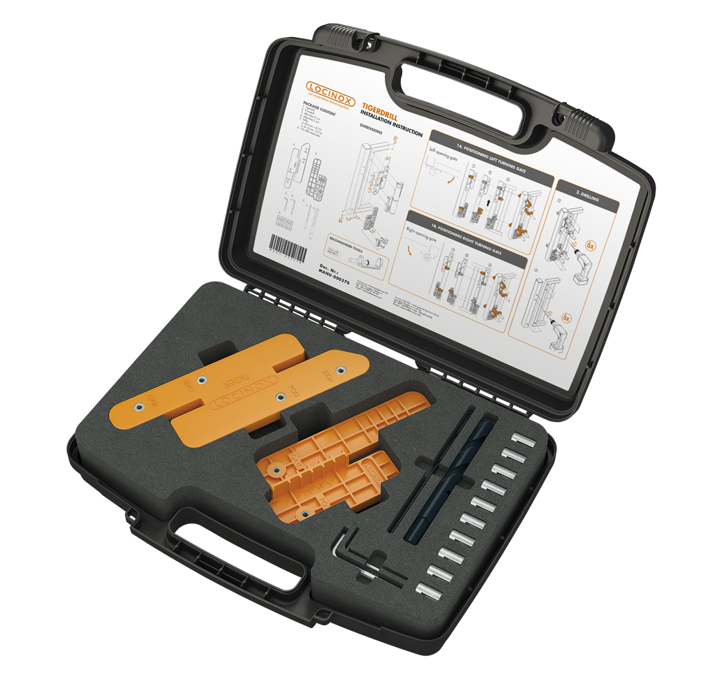 Installation and Drilling jig for Tiger gate closer