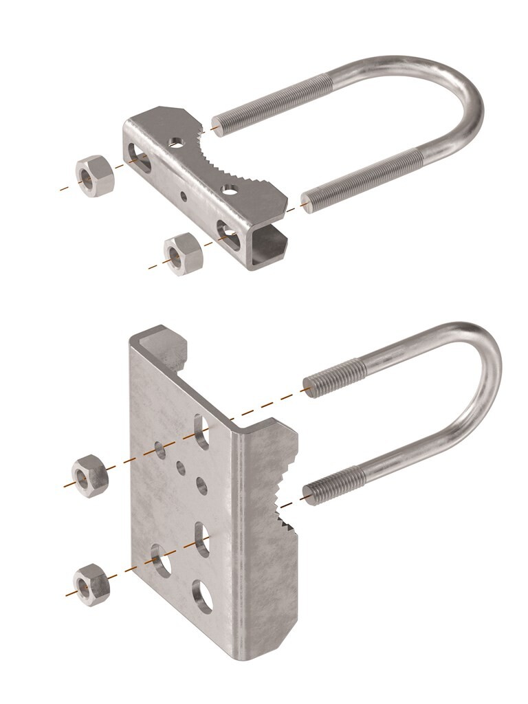 Galvanized bracket to mount Samson-2 to chain link fence