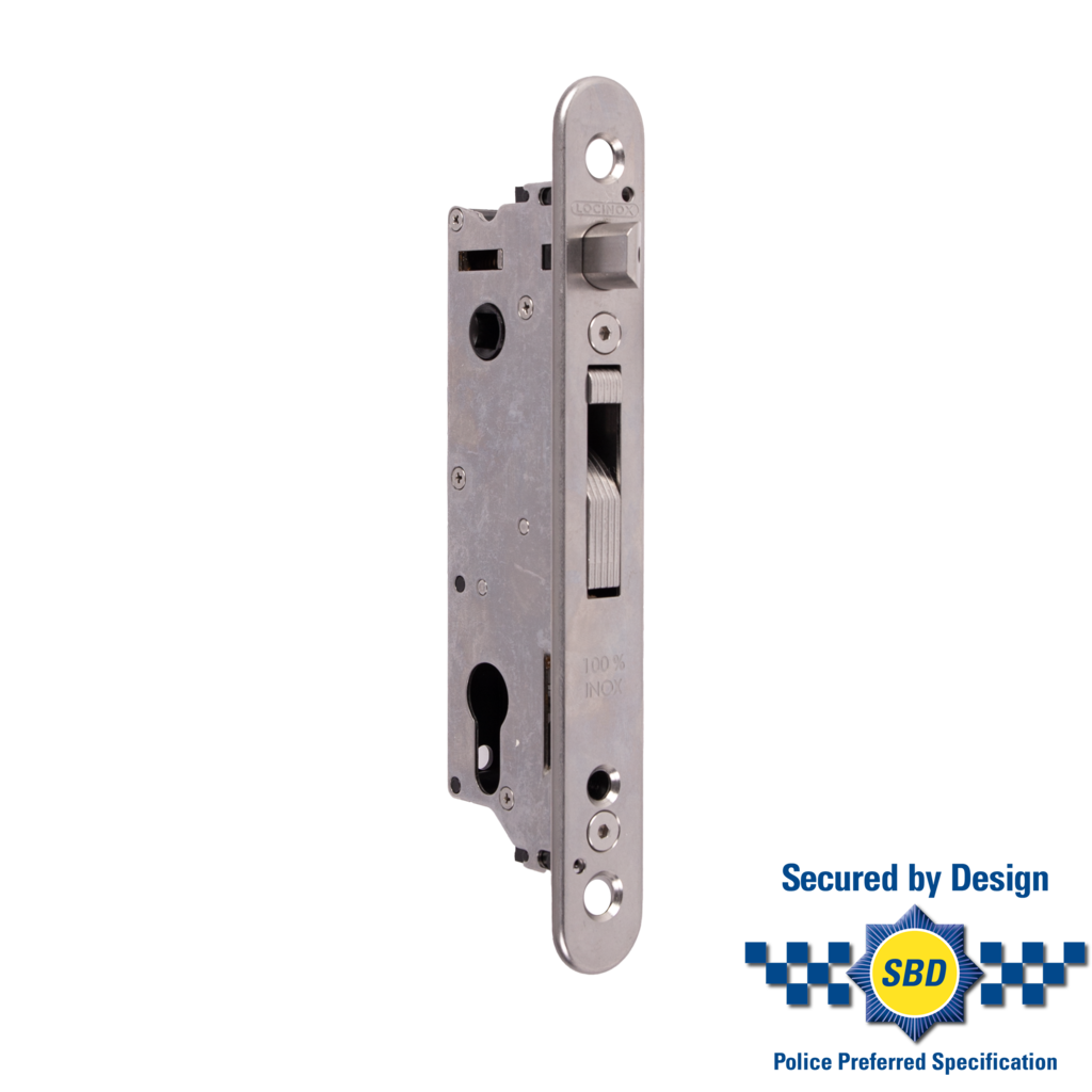 Mortise lock with 1-3/16" backset for profiles of 2" or more