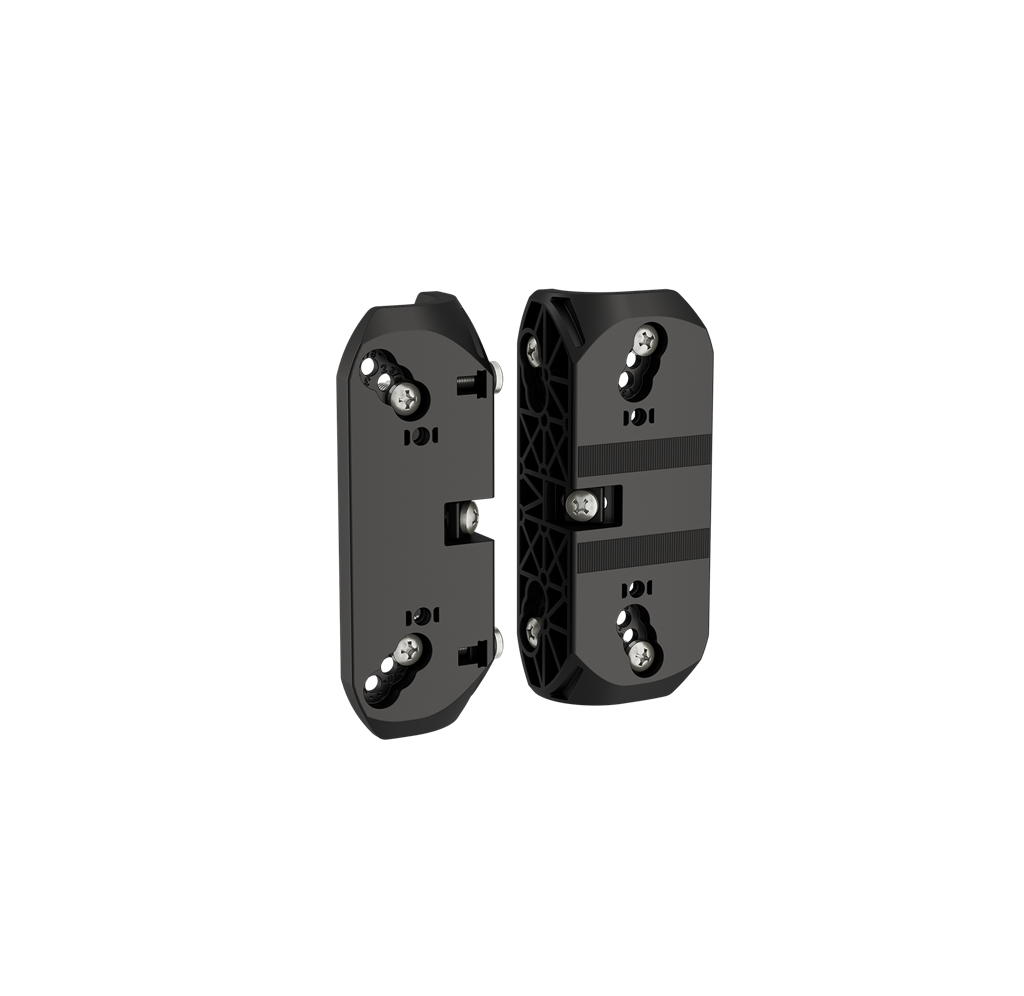 180° Spring hinge mounted with self-drilling screws 
