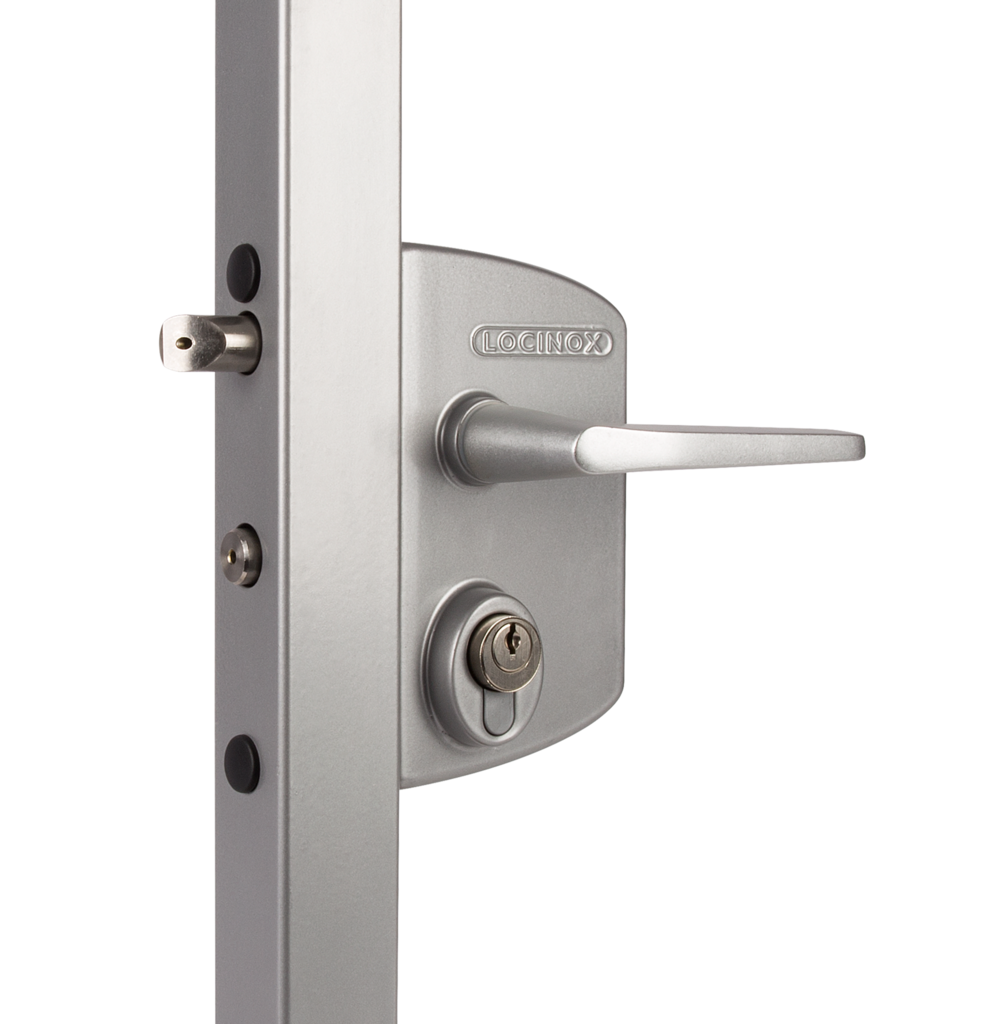 Surface mounted gate lock for Swiss profile cylinder