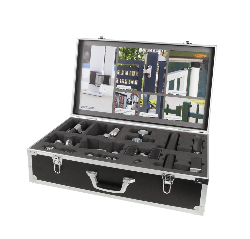 Demo case with a range of Locinox hinges