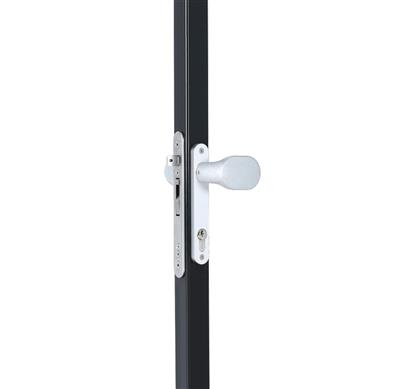 Handle set with rounded corners in anodised aluminum with fixed and/or rotating functionality