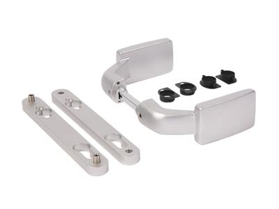 Aluminum anodized handle pair with free exit and blocking option