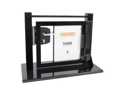 Gate display with Tiger gate closer and industrial lock