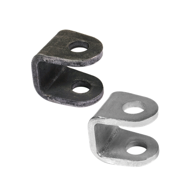 U-shaped ear plate in black steel