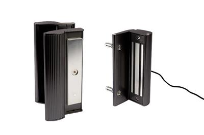 Surface mounted electromagnetic lock with integrated pull/push handles