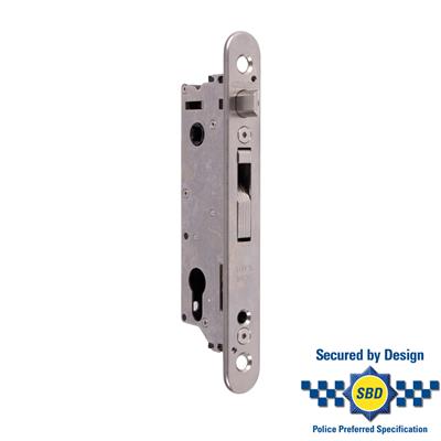 Mortise lock with 1-3/16" backset for profiles of 2" or more