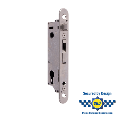 Mortise lock with 1-3/16" backset for profiles of 2" or more