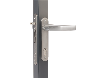 Mortise lock with 1-3/16" backset for profiles of 2" or more