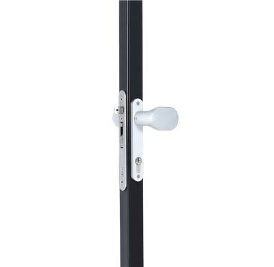 Handle set with rounded corners in anodised or raw aluminum with fixed and/or rotating functionality