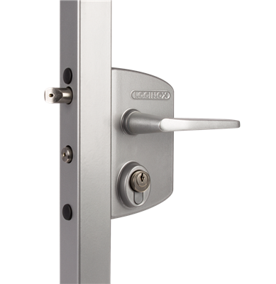 Surface mounted gate lock for Swiss profile cylinder