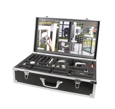 Demo case with a range of Locinox handles and drop bolts