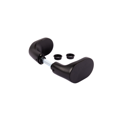 Handle set with rounded corners in anodised aluminum