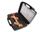 Tool case with drilling jig for surface mounted locks and corresponding keeps
