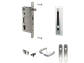 Complete, stainless steel insert lock set for wooden gates